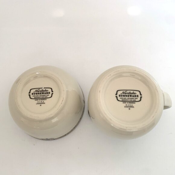 Noritake Chaparral 14 oz Creamer Pitcher and Open Sugar Bowl Stoneware 8482 - Picture 8 of 9